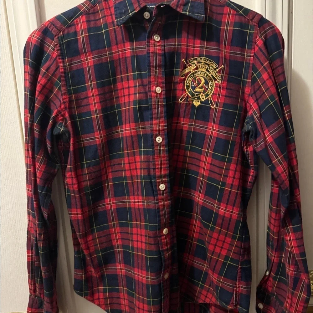 Ralph Lauren Wool Blend Tartan Plaid Button Down Shirt